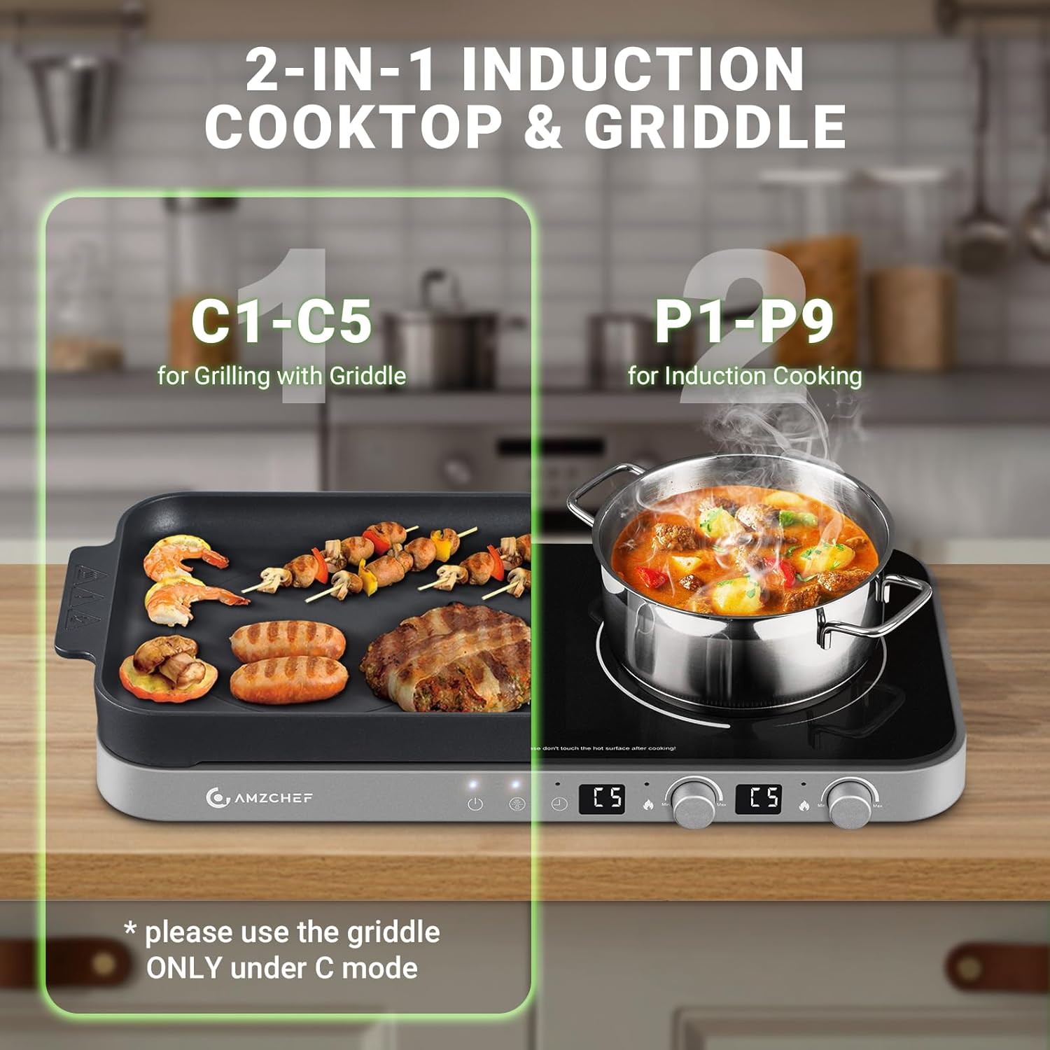 AMZCHEF Double Induction Cooktop