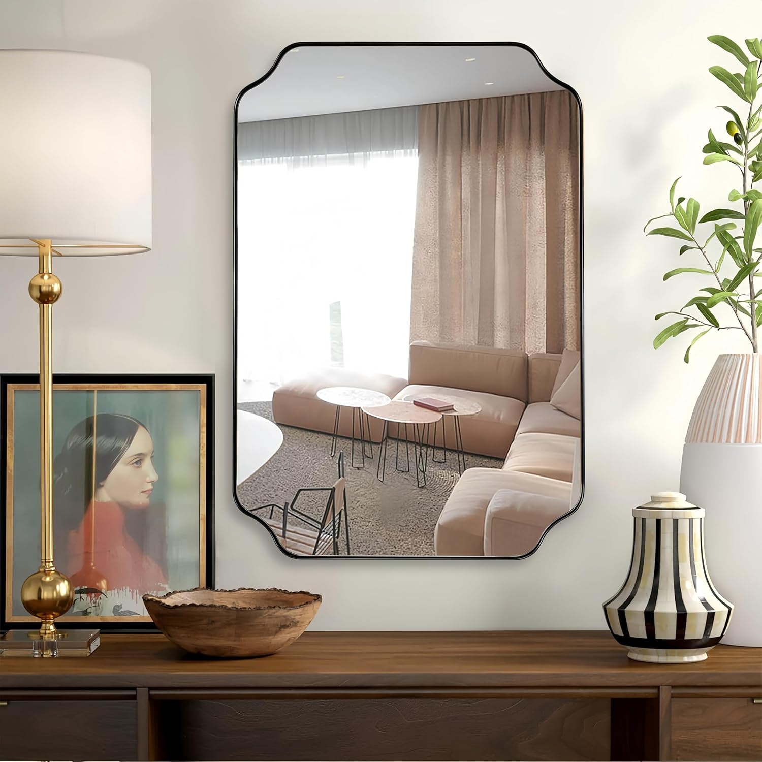 Black Scalloped Mirror
